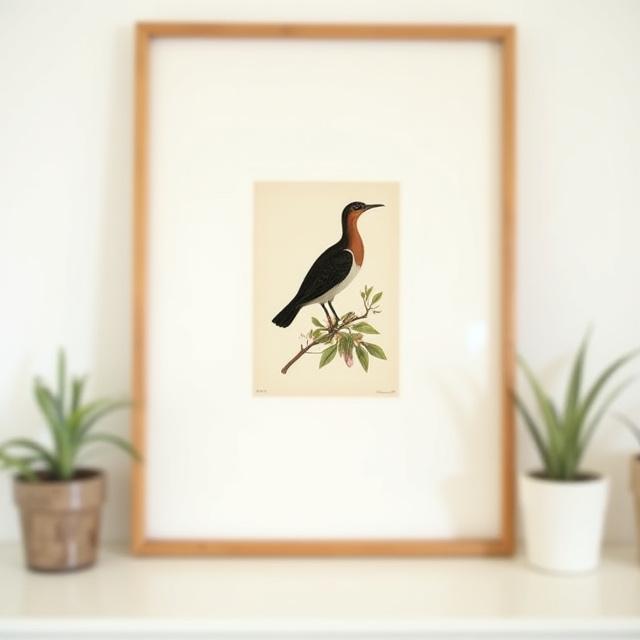 Vintage botanical bird print wall art