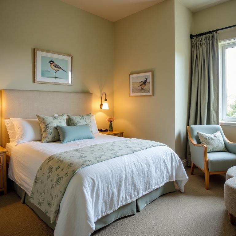 Eco-friendly bird decor in resort guest room