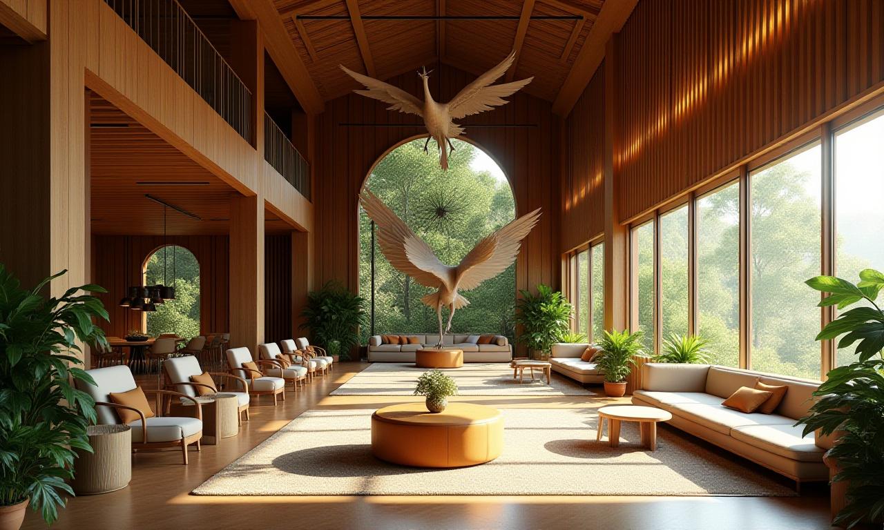 Luxury eco resort with bird-themed interior design